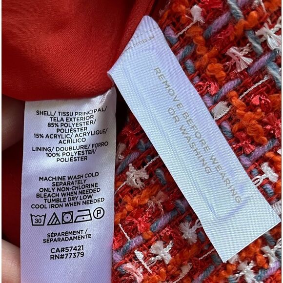 Ann Taylor Red Tweed Button-Front Sheath Dress - Picture 11 of 16